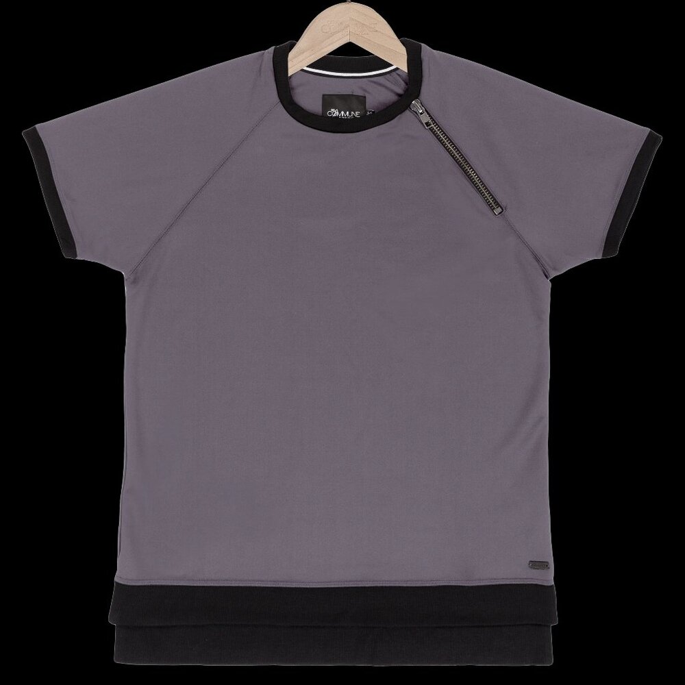 Reese De Luca Grey Raglan Scuba T-Shirt with Zipper